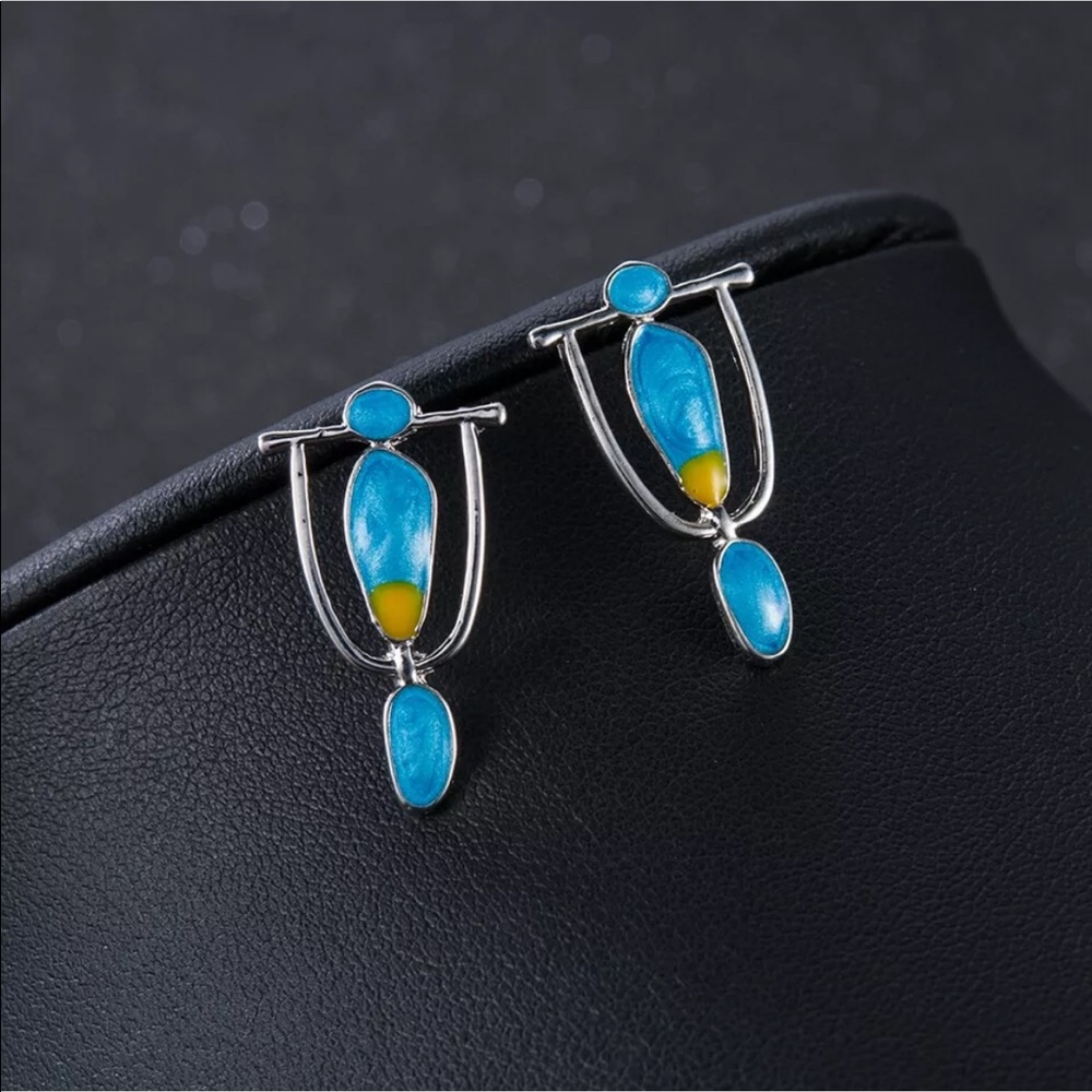 Lady 925 Silver Earrings Women Turquoise Gemstone